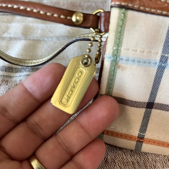 COACH Tattersall Signature Bleecker Plaid Canvas Leather Wristlet Wallet - Picture 4 of 5